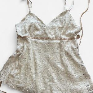 A. Byer Cream Crochet Top